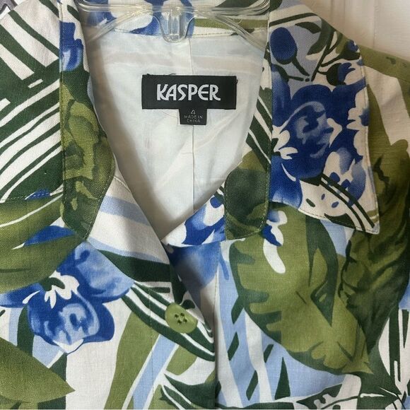 Kasper Linen‎ Blend Tropical Print Blazer - Picture 7 of 13